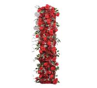 IKFGTJRE Flores artificiales con vides artificiales, para arreglos de boda, decoración de telón de fondo floral, camino de mesa, eventos, fiestas, decoración floral (rojo, 45 x 100 cm)
