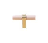 IKFGTJRE Tiradores de Madera 2 uds perilla y manija de madera tiradores cajón Metal dorado perillas puertas gabinete herrajes for muebles latón(L60xW14xH35mm-B)