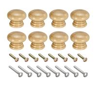 IKFGTJRE Tiradores de Madera 8 Uds perillas redondas de madera for gabinete, tiradores cajón for muebles armario, manijas con tornillos for vestidor(8pcs 38x30mm)