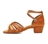 IKFGTJRE Zapatos Baile Latino Mujer Niñas Niños/Niño/Niños Salón Tango Salsa Zapatos de Baile Latino Tacón Bajo para Bailar(202 Brown,32)