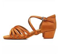IKFGTJRE Zapatos Baile Latino Mujer Niñas Niños/Niño/Niños Salón Tango Salsa Zapatos de Baile Latino Tacón Bajo para Bailar(102 Brown,38)