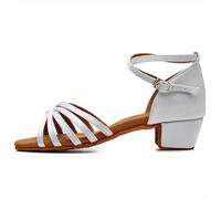 IKFGTJRE Zapatos Baile Latino Mujer Niñas Niños/Niño/Niños Salón Tango Salsa Zapatos de Baile Latino Tacón Bajo para Bailar(202 White,36)
