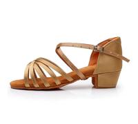 IKFGTJRE Zapatos Baile Latino Mujer Niñas Niños/Niño/Niños Salón Tango Salsa Zapatos de Baile Latino Tacón Bajo para Bailar(102 Beige,25)