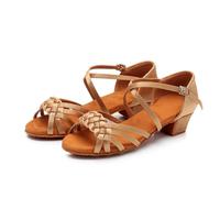 IKFGTJRE Zapatos Baile Latino Mujer Zapatos de Baile for niños, Sandalias for niñas, Zapatos salón for, Tango, Salsa, Latino, tacón bajo for para Bailar(Light Skin,38)