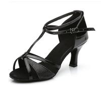 IKFGTJRE Zapatos Baile Latino Mujer Zapatos De Baile Latino A La Moda For Mujer Y Niña, Salón Tango Salsa For, Sandalias Tacón Alto Fondo 5/7 para Bailar(Black Sequins 7cm,36)