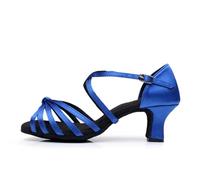 IKFGTJRE Zapatos Baile Latino Mujer Zapatos de Baile Latino for Mujer, Zapatos salón Tango for, Sandalias satén con tacón 5/7cm for Fiesta y para Bailar(5cm Blue,41)