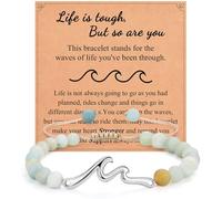 IKIATY Regalos inspiradores para mujeres, pulsera inspiradora Wave of Life, pensando en ti, anima y ponte bien, regalos de aliento para mujeres y amigas, la vida es dura pero tú mismo, adjustable