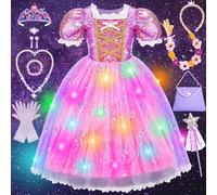 iKidiki Vestido Princesa Niña 3 4 5 6 Años, Regalo Niña 3 4 5 6 Años Cumpleaños LED Disfraz Princesa Niñas Luminosa Vestido Fatos de Carnaval Criança Menina Disfraz Alegria del Reves