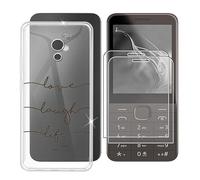 Ikiiqii Funda para Nokia 235 4G 2024 (2.80") Teléfono + Cristal Templado(2 Piezas), Capa Antigolpes Silicona a Prueba de Caídas Funda Móvil para Protectora TPU Suave - Texto Minimalista