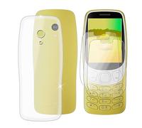 Ikiiqii Funda para Nokia 3210 2024 (2.40") Teléfono + Cristal Templado(3 Piezas), Capa Antigolpes Silicona a Prueba de Caídas Funda Móvil para Protectora TPU Suave - Transparent
