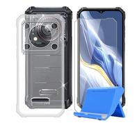Ikiiqii Funda para Oukitel WP36 (6.52") Teléfono + Cristal Templado, Capa Antigolpes y Antiarañazos Protector Silicona Funda Móvil con Soporte para Teléfono Móvil - Transparent