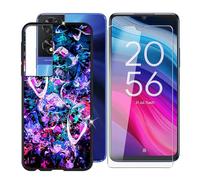 Ikiiqii Funda para TCL 505 (6.75") Teléfono + Cristal Templado, Capa Antigolpes y Antiarañazos Protector Silicona Funda Móvil para TCL 505 - Animado