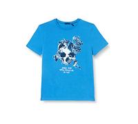 IKKS tee-Shirt Bleu Tête de Mort Végétale Green Revolution Xu10193.45 Camiseta, Azul Medio, 4 Años para Niñas