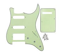 IKN 11 Agujeros Guitarra ST Pickguard SSH y placa posterior de cavidad de trémolo con tornillos de montaje para ST estándar de EE. UU. / México, 3 capas verde menta