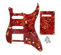 IKN 11 Agujeros Guitarra ST Pickguard SSH y placa posterior de cavidad de trémolo con tornillos de montaje para ST estándar de EE. UU. / México, 4 capas caparazón de tortuga roja