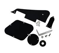 IKN Juego de LP pickguard/control posterior placa/selector cubierta/palanca interruptor anillo/armadura varilla cubierta/soporte cromado/montaje tornillos para guitarra estándar LP, 1capa negro
