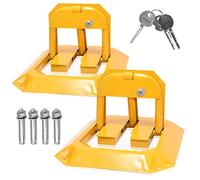 Ikodm 2 x bloqueo de aparcamiento plegable, postes de aparcamiento con 6 llaves, angolo di arco, design a rotolo, resistente agli urti, colore giallo