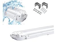 Ikodm 24W Luminaria LED para estancias húmedas 150 cm 6000K blanco frío 4080 lm Lámpara de lavabo, doble tubo T8 LED, lámpara fluorescente IP65, lámpara de techo para oficina, garaje, 2 piezas