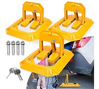Ikodm 3 x bloqueo de aparcamiento plegable, postes de aparcamiento con 9 llaves, angolo di arco, design a rotolo, resistente agli urti, colore giallo