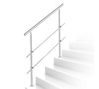 Ikodm Barandilla de acero inoxidable para escalera exterior e interior de 80 cm pasamanos escalera con 2 barras transversales y accesorios, ángulo ajustable para jardín, balcón