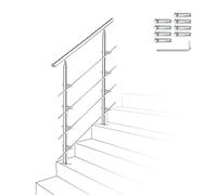 Ikodm Barandilla de acero inoxidable para escaleras, 80 cm, con 4 barras transversales y accesorios, para escalera interior, balcón, entrada de casa