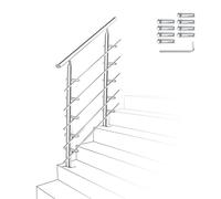 Ikodm Barandilla de acero inoxidable para escaleras, 80 cm, con 5 barras transversales y accesorios, para escalera interior, balcón, entrada de casa