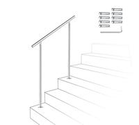Ikodm Barandilla de acero inoxidable para escaleras, 80 cm, sin travesaños, con accesorios, para escalera interior, balcón, entrada de casa