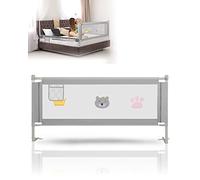 Ikodm Barrera de cama de 200 cm, barrera para cuna para niños pequeños, altura ajustable 70-98 cm, protección contra caídas, cama para niños, barandilla para cuna con red aireada, estructura estable,