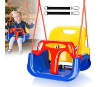 Ikodm Columpio para Bebés 3 en 1 con Respaldo Desmontable, Cuerdas Altura Regulable, Columpio Infantil para Exterior e Interior, soporta hasta 50 kg