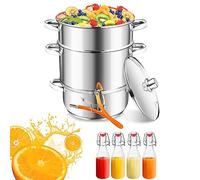Ikodm Exprimidor de vapor, 16 L, 26 cm de diámetro, acero inoxidable, apto para todo tipo de cocinas, extracción de zumo de fruta natural y azúcar de fruta, con 4 botellas de planchado