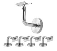 Ikodm Juego de 5 soportes para pasamanos, soporte de acero inoxidable resistente para pasamanos de escaleras, para pasamanos de madera y acero