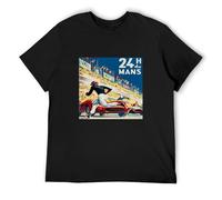 IKOKO 24 Hours of Le Mans Vintage Auto Racing Poster Unisex 100% Cotton Short-Sleeve T-Shirts Black M