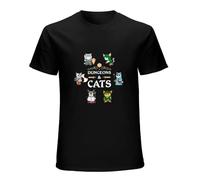 IKOKO Adventurer Cats RPG D20 Dice RPG Fantasy Roleplaying Gamers Gift Unisex 100% Cotton Short-Sleeve T-Shirts Black L
