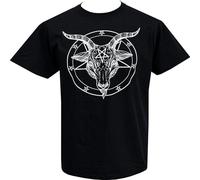 IKOKO Baphomet Pentagram Satantic Occult Church of Satan Goat Goth Unisex 100% Cotton Short-Sleeve T-Shirts Black L