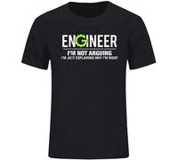 IKOKO Engineer I'm Not Arguing Funny Engineering Unisex 100% Cotton Short-Sleeve T-Shirts Black S