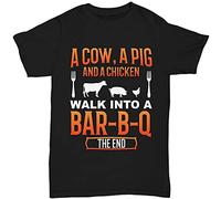 IKOKO Funny Barbecue BBQ Joke For Grill Chef Gifts Smoke Beef Meat Party Unisex 100% Cotton Short-Sleeve T-Shirts Black XXXL