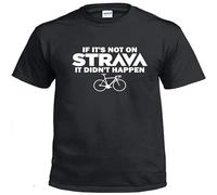 IKOKO If It's Not on Strava it Didn'T Happen Cyclisme Unisex 100% Cotton Short-Sleeve T-Shirts Black S