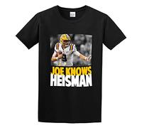 IKOKO Joe Burrow Joe Knows Heisman Action Shot Football Fan Unisex 100% Cotton Short-Sleeve T-Shirts Black XL