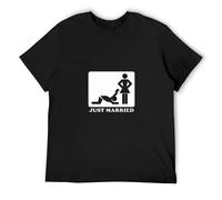 IKOKO Just Married Honeymoon Unisex 100% Cotton Short-Sleeve T-Shirts Black S