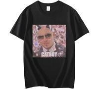 IKOKO Mr. Worldwide Catboy Men Funny Face Vintage Unisex 100% Cotton Short-Sleeve T-Shirts Black XXL