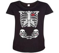 IKOKO Twins Baby Skeleton Maternity DT Unisex 100% Cotton Short-Sleeve T-Shirts Black XXL