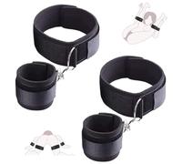 IKOPFLN 1 par de muñequeras y muslos de nylon B-D-S-M, juego de muñecas y muslos negros, puños de juego para parejas,para Principiantes, Esposas Sexuales para Cama, Ajustables