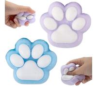 IKOPFLN 2 juguetes antiestrés blandos de silicona con forma de pata de gato, juguetes antiestrés para niños y adultos, juguetes antiestrés para oficina (azul + morado)