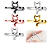 IKOPFLN 5 anillos de metal para ganchillo con guía de hilo abierta, anillos de ganchillo ajustables, dedal para tejer rápido, accesorios para ganchillo