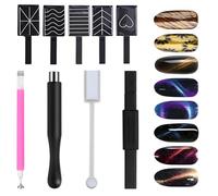 IKOPFLN 9 Pezzi Set Magnete Bastone per Unghie, Penna Magnetica Cat Eye, Effetto 3D Occhio del Gatto, Strumento Nail Art DIY con Gel UV o Smalto