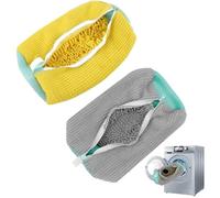 IKOPFLN Bolsa para Lavar Zapatos para Lavadora, 2 Unidades, antideformación, Bolsa de Lavandería con Cremallera, Saco Lavadora para Zapatillas(Amarillo + Gris)