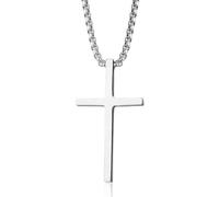 IKOPFLN Cadena cruzada para hombre, cadena cubana de plata, colgante de cruz multicapa, regalo de graduación, joyería para hombre