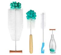 IKOPFLN Juego de 3 cepillos para Botellas de 32.5 cm, 40cm, 21cm, compatibles con Botellas de Cristal Sodastream, para biberones, Botellas con Burbujas, Limpieza sin arañazos de Botellas, verde