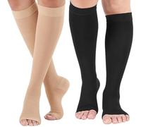 IKOPFLN Medias Compresión,2 pares Calcetines Compresión 15-20 mmHg, Mangas Compresión para Pantorrillas para la Hinchazón de las Venas Varicosas Alivio del Dolor de Pantorrillas（L）