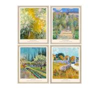 IKORNUO Impresiones artísticas de pared vintage, impresiones de Van Gogh Monet para paredes sin marco, imágenes de dormitorio para pared, 8 x 10 pulgadas, juego de 4, sin marco